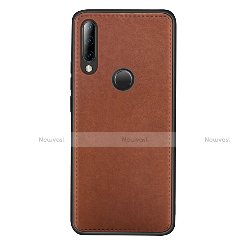 Soft Luxury Leather Snap On Case Cover R03 for Huawei Nova 4e Brown