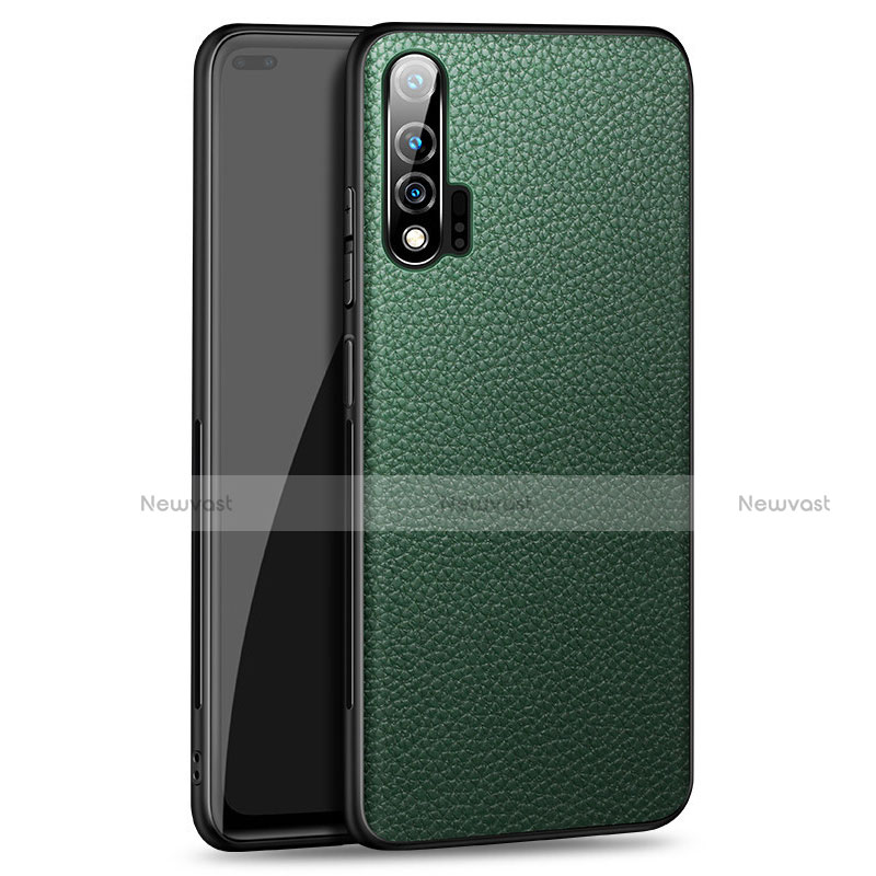 Soft Luxury Leather Snap On Case Cover R03 for Huawei Nova 6 Green