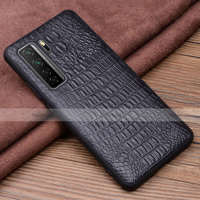 Soft Luxury Leather Snap On Case Cover R03 for Huawei P40 Lite 5G Black