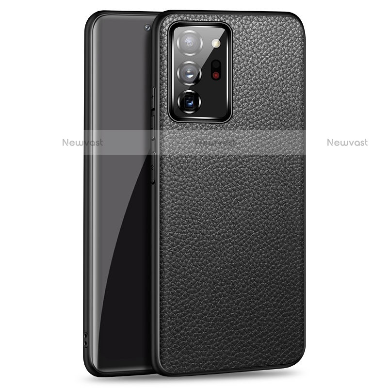 Soft Luxury Leather Snap On Case Cover R03 for Samsung Galaxy Note 20 Ultra 5G Black