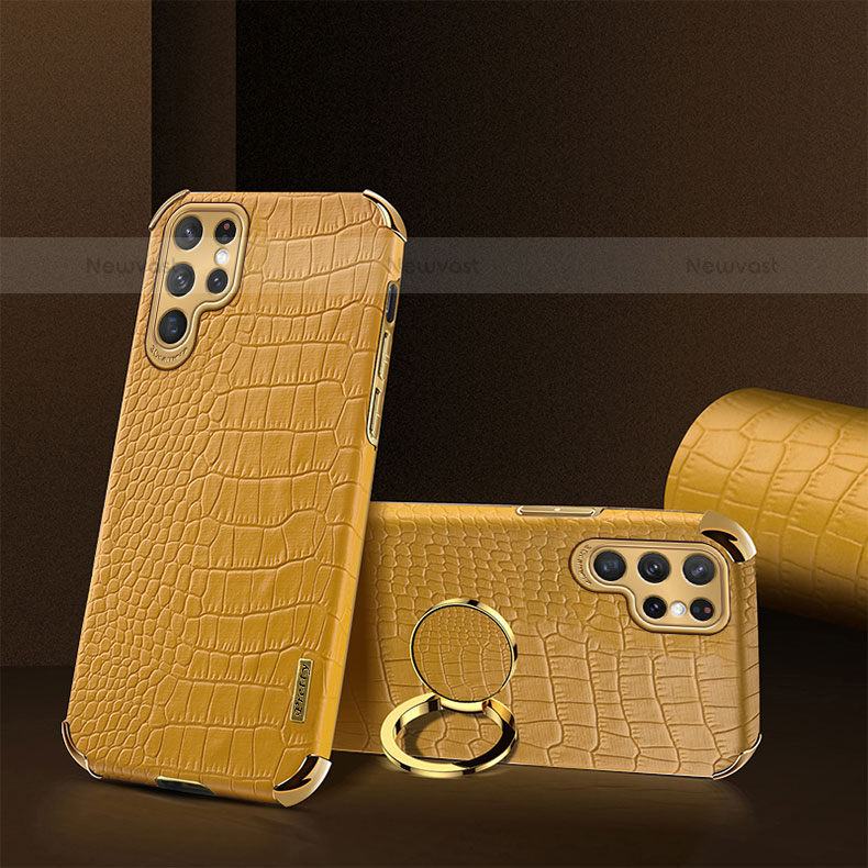 Soft Luxury Leather Snap On Case Cover R03 for Samsung Galaxy S21 Ultra 5G Yellow