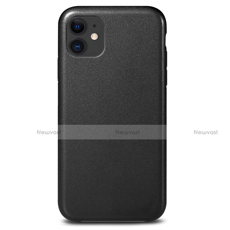 Soft Luxury Leather Snap On Case Cover R04 for Apple iPhone 11 Black