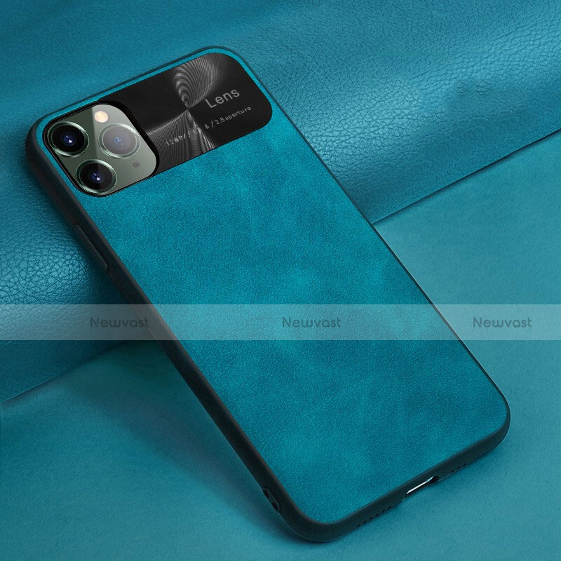 Soft Luxury Leather Snap On Case Cover R04 for Apple iPhone 11 Pro Blue