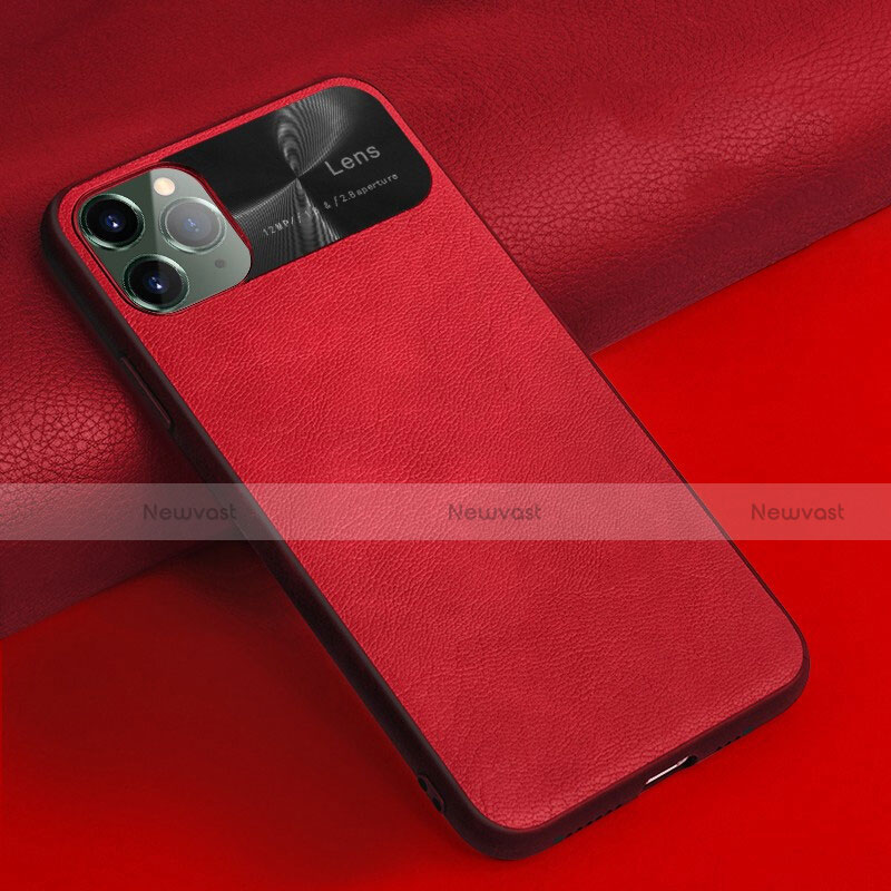 Soft Luxury Leather Snap On Case Cover R04 for Apple iPhone 11 Pro Red