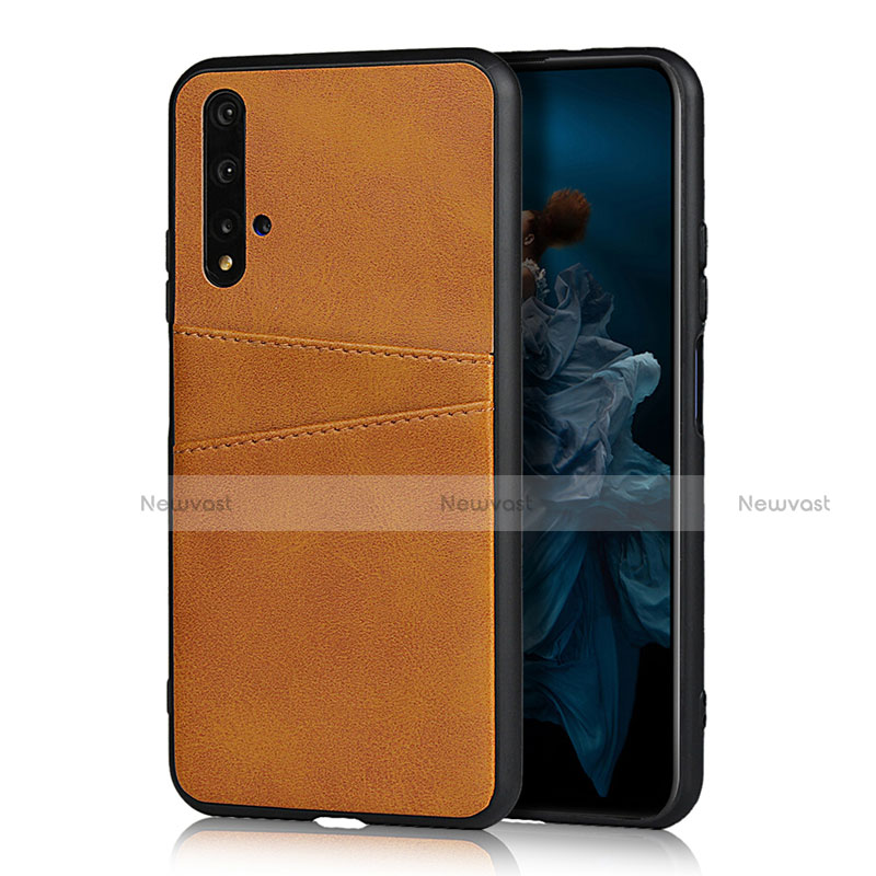 Soft Luxury Leather Snap On Case Cover R04 for Huawei Honor 20 Orange