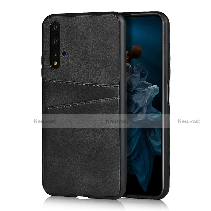 Soft Luxury Leather Snap On Case Cover R04 for Huawei Honor 20S Black