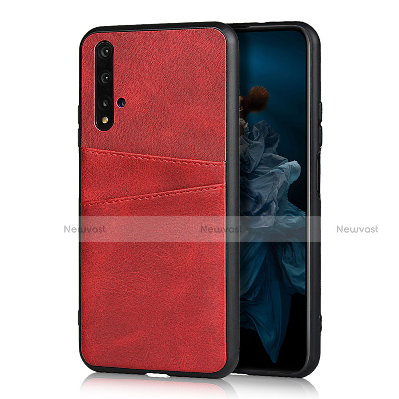 Soft Luxury Leather Snap On Case Cover R04 for Huawei Honor 20S Red