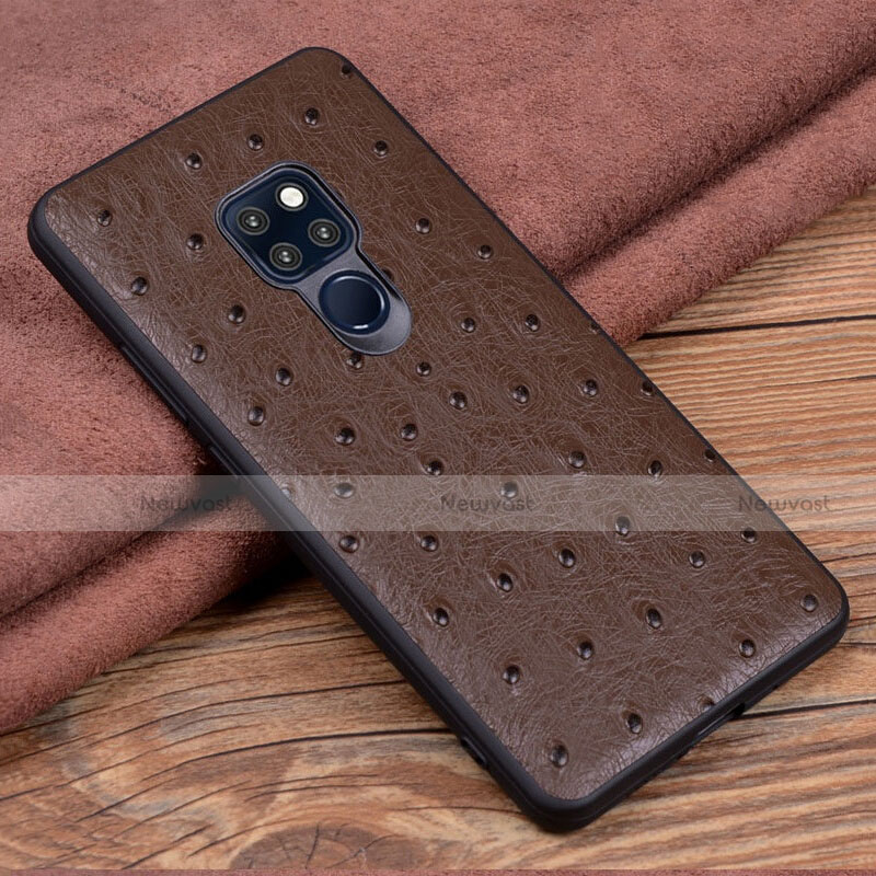 Soft Luxury Leather Snap On Case Cover R04 for Huawei Mate 20 X 5G Brown