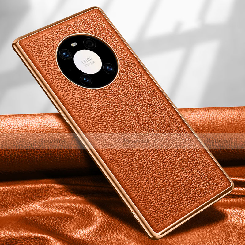 Soft Luxury Leather Snap On Case Cover R04 for Huawei Mate 40E Pro 4G Orange