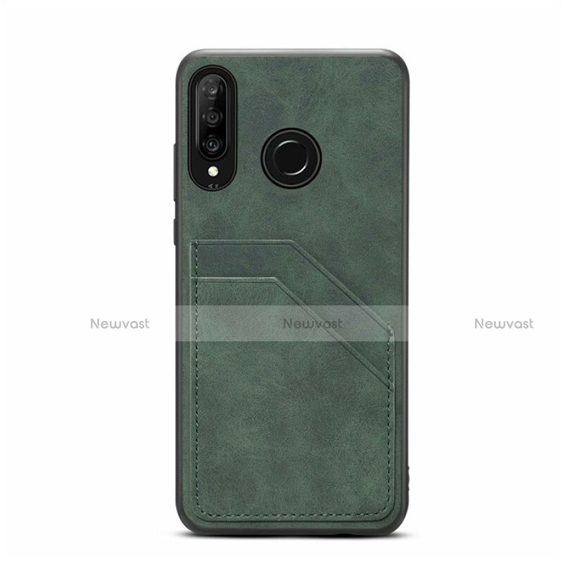 Soft Luxury Leather Snap On Case Cover R04 for Huawei Nova 4e Green