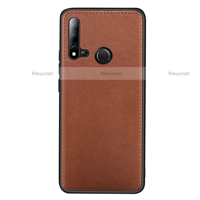 Soft Luxury Leather Snap On Case Cover R04 for Huawei P20 Lite (2019) Brown