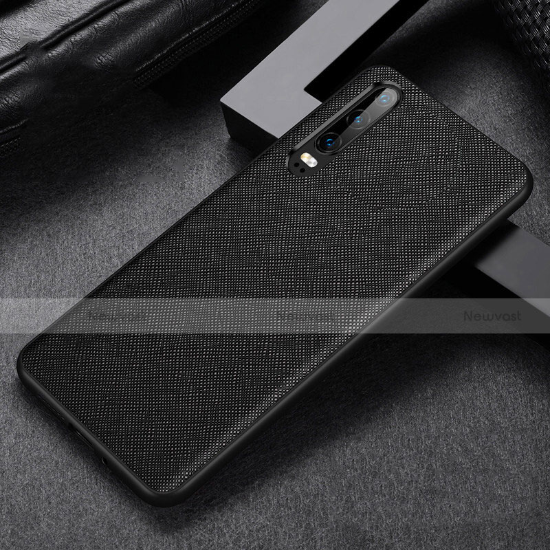 Soft Luxury Leather Snap On Case Cover R04 for Huawei P30 Black