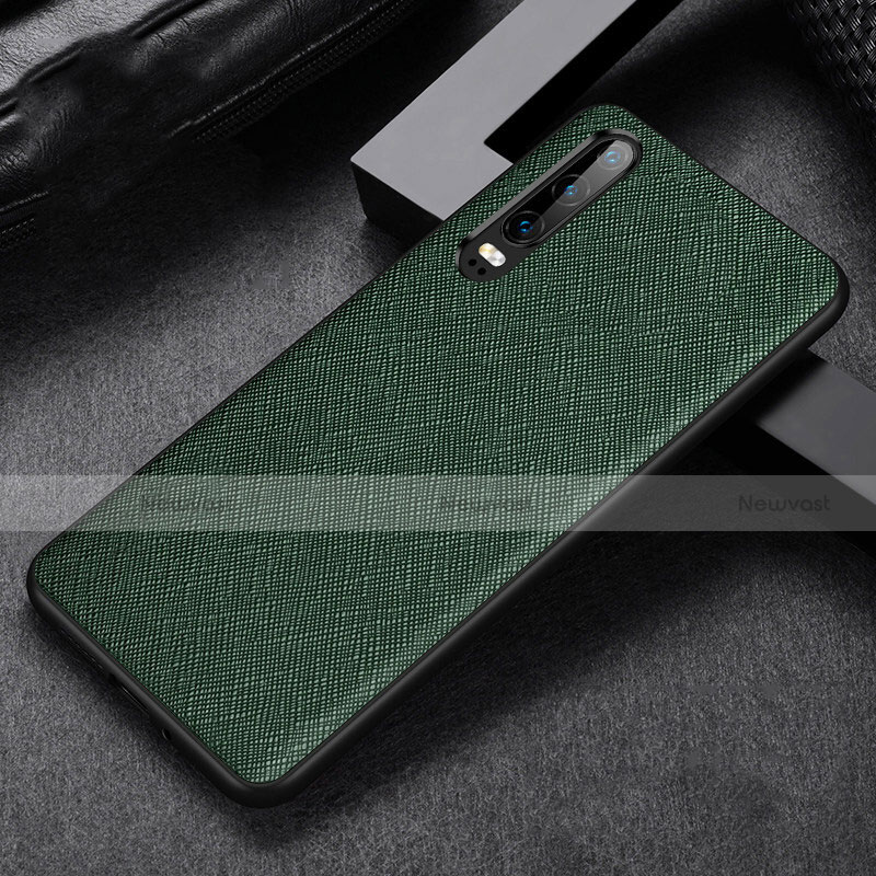 Soft Luxury Leather Snap On Case Cover R04 for Huawei P30 Green