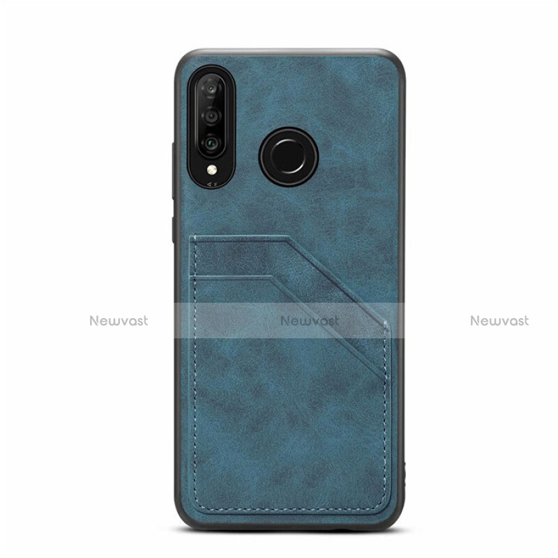 Soft Luxury Leather Snap On Case Cover R04 for Huawei P30 Lite Blue