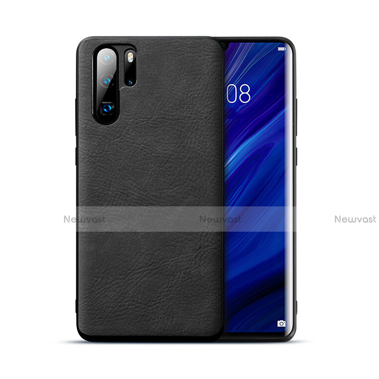 Soft Luxury Leather Snap On Case Cover R04 for Huawei P30 Pro New Edition Black