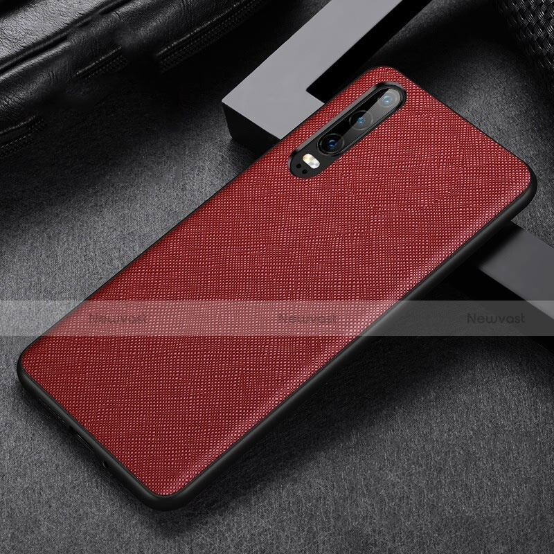 Soft Luxury Leather Snap On Case Cover R04 for Huawei P30 Red