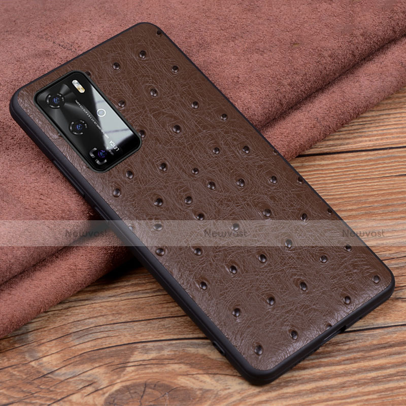 Soft Luxury Leather Snap On Case Cover R04 for Huawei P40 Pro Brown