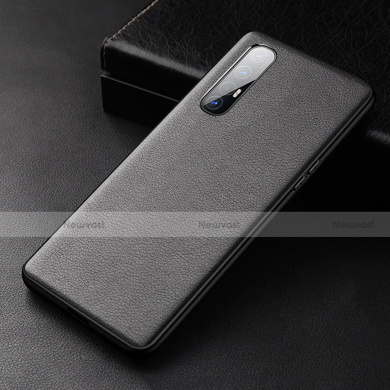 Soft Luxury Leather Snap On Case Cover R04 for Oppo Reno3 Pro Black