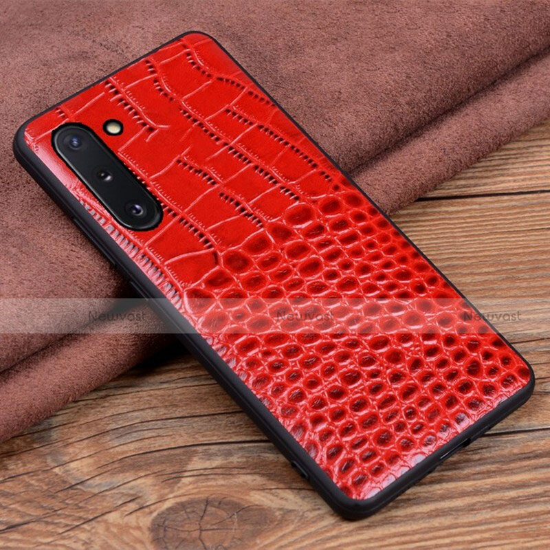 Soft Luxury Leather Snap On Case Cover R04 for Samsung Galaxy Note 10 5G Red