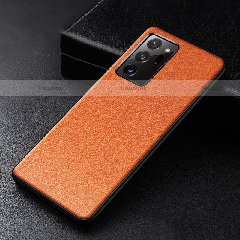 Soft Luxury Leather Snap On Case Cover R04 for Samsung Galaxy Note 20 Ultra 5G Orange