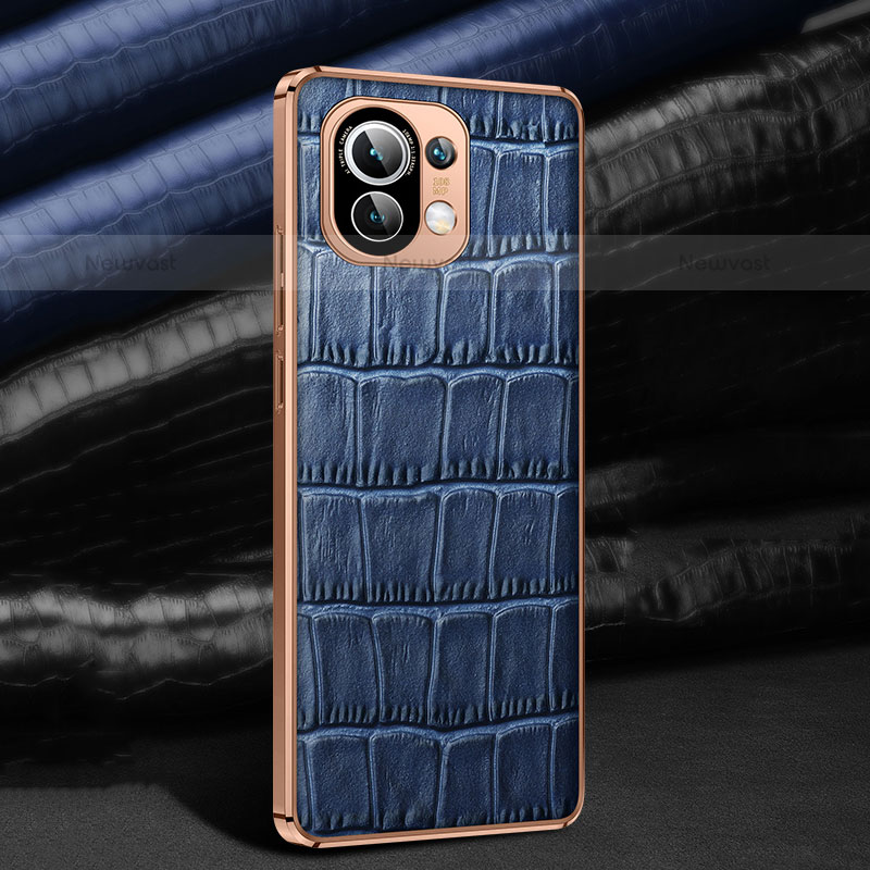 Soft Luxury Leather Snap On Case Cover R04 for Xiaomi Mi 11 Lite 5G Blue