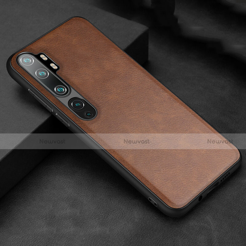 Soft Luxury Leather Snap On Case Cover R04 for Xiaomi Mi Note 10 Pro Brown