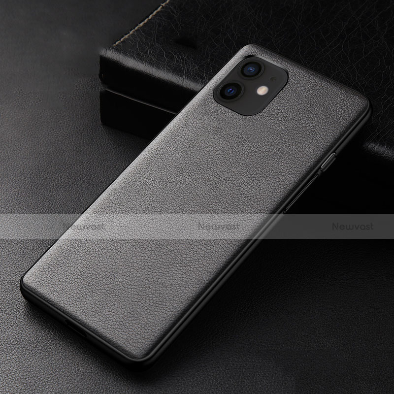 Soft Luxury Leather Snap On Case Cover R05 for Apple iPhone 12 Mini Black