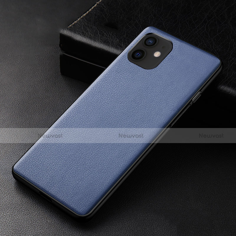 Soft Luxury Leather Snap On Case Cover R05 for Apple iPhone 12 Mini Blue