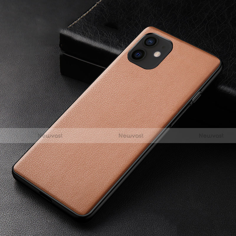 Soft Luxury Leather Snap On Case Cover R05 for Apple iPhone 12 Mini Brown