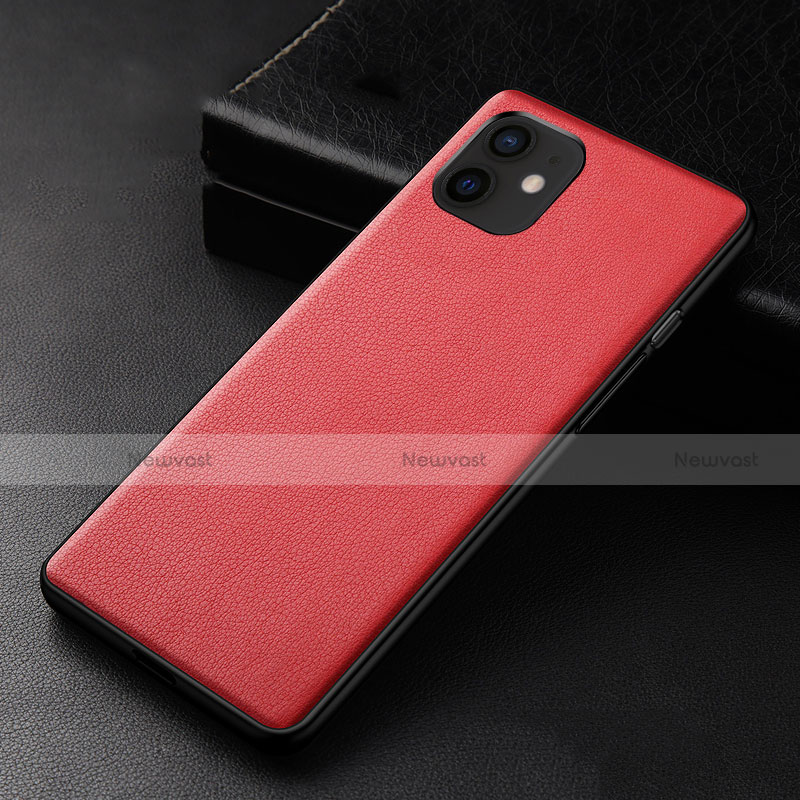 Soft Luxury Leather Snap On Case Cover R05 for Apple iPhone 12 Mini Red