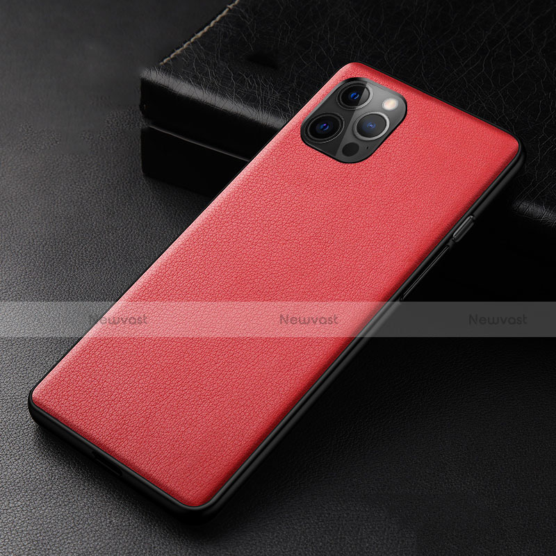 Soft Luxury Leather Snap On Case Cover R05 for Apple iPhone 12 Pro Max Red