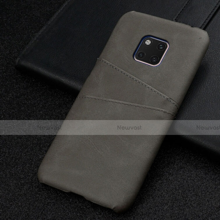 Soft Luxury Leather Snap On Case Cover R05 for Huawei Mate 20 Pro Dark Gray