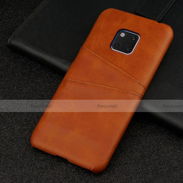 Soft Luxury Leather Snap On Case Cover R05 for Huawei Mate 20 Pro Orange