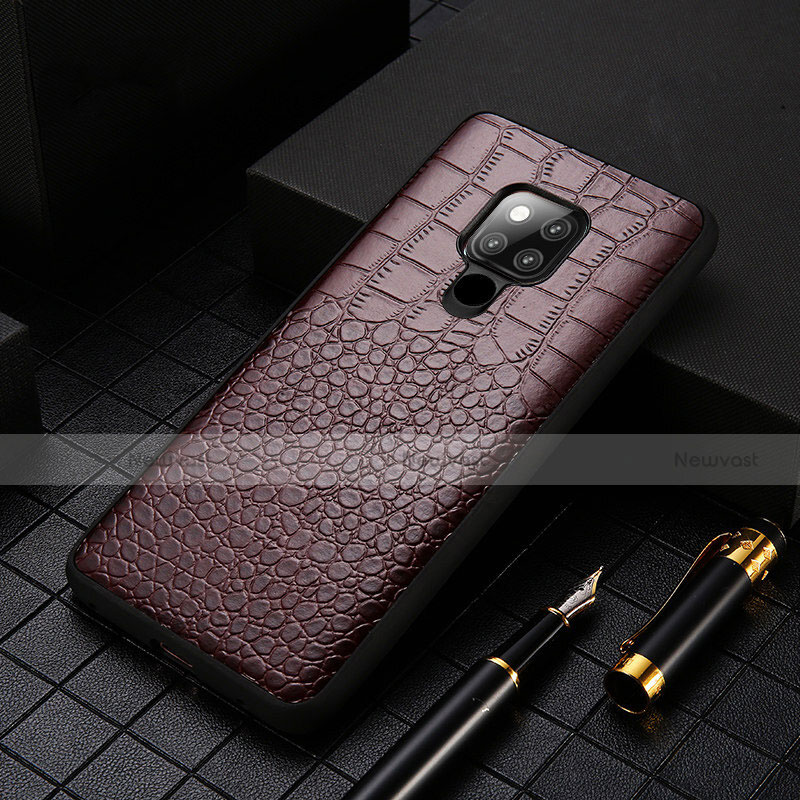 Soft Luxury Leather Snap On Case Cover R05 for Huawei Mate 20 X 5G Brown