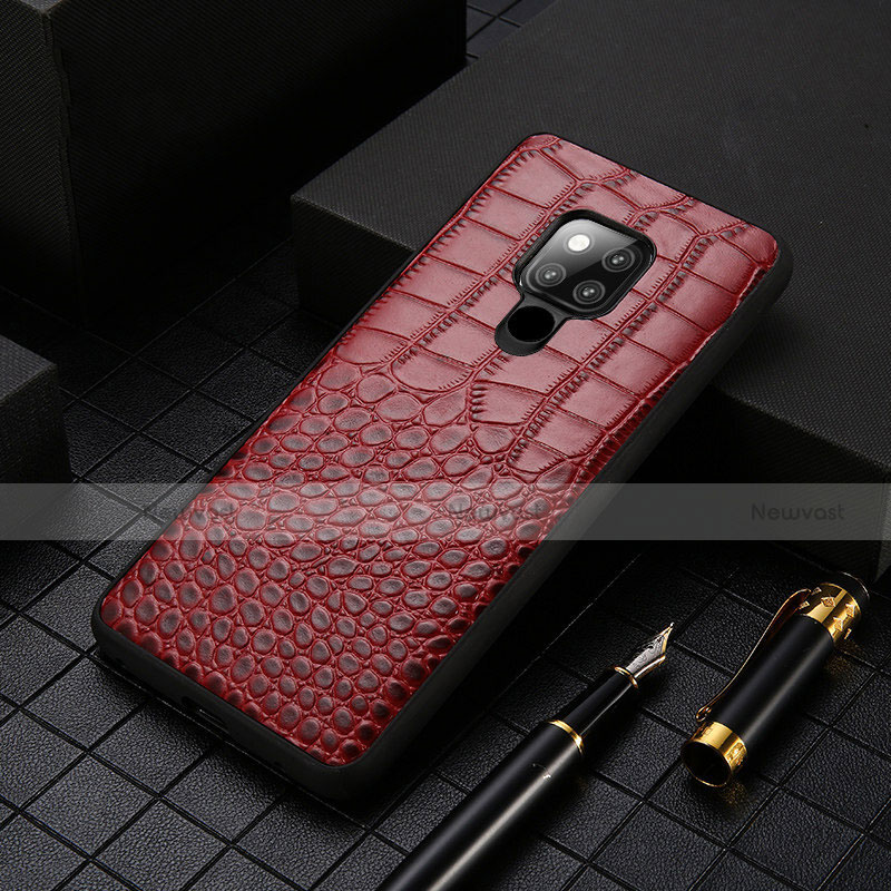 Soft Luxury Leather Snap On Case Cover R05 for Huawei Mate 20 X 5G Red