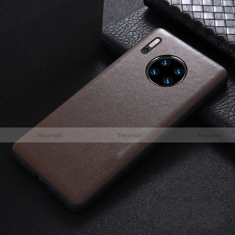 Soft Luxury Leather Snap On Case Cover R05 for Huawei Mate 30 5G Brown