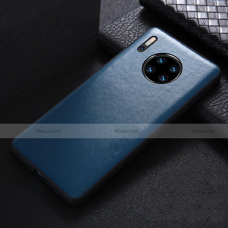 Soft Luxury Leather Snap On Case Cover R05 for Huawei Mate 30 Blue