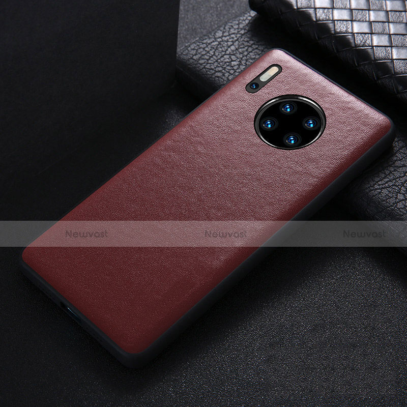 Soft Luxury Leather Snap On Case Cover R05 for Huawei Mate 30 Pro Red Wine