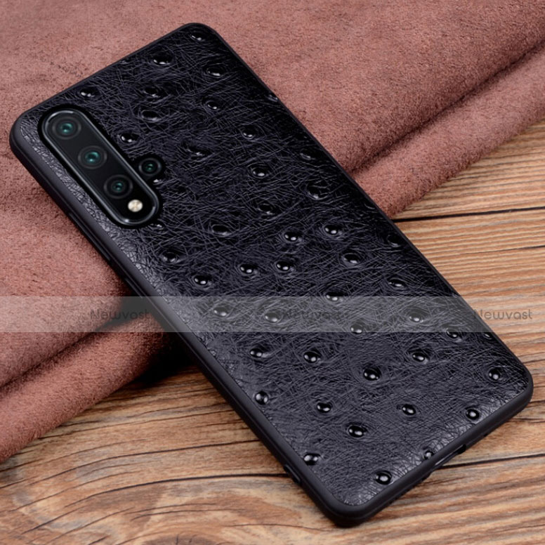 Soft Luxury Leather Snap On Case Cover R05 for Huawei Nova 5 Black