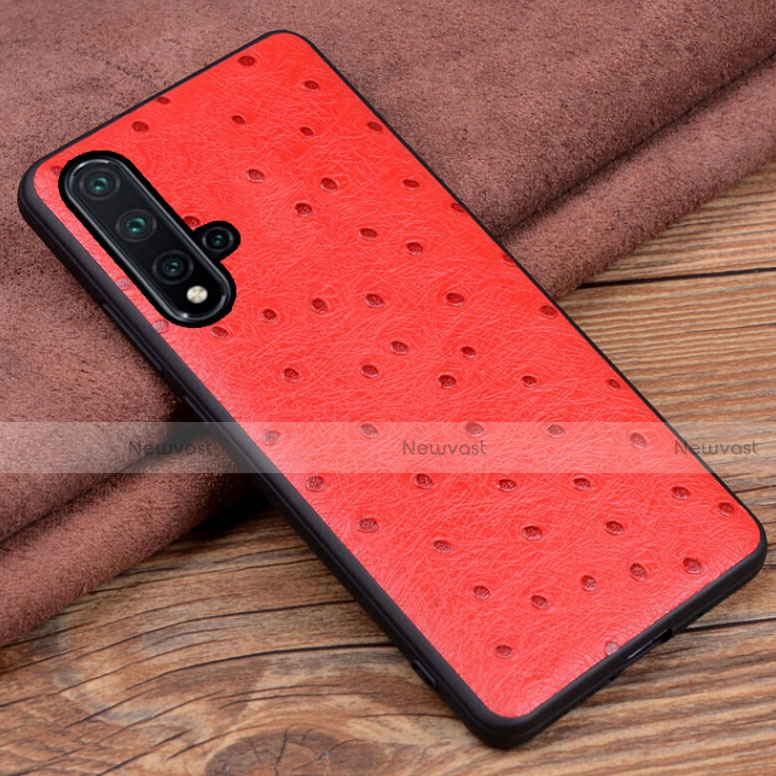 Soft Luxury Leather Snap On Case Cover R05 for Huawei Nova 5 Pro Red