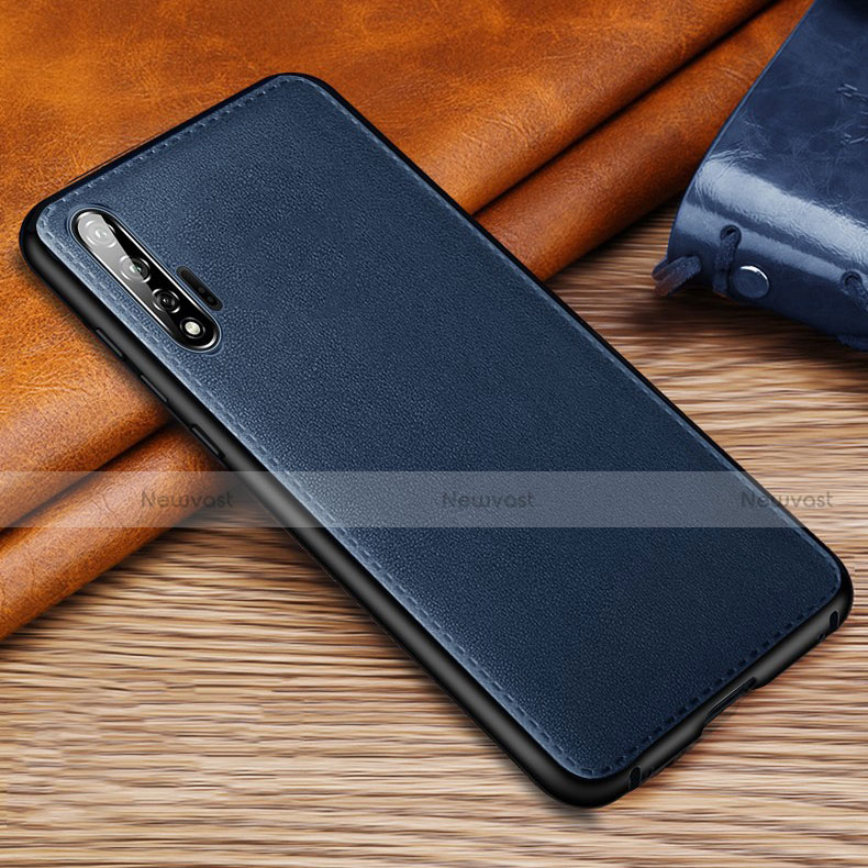 Soft Luxury Leather Snap On Case Cover R05 for Huawei Nova 6 Blue