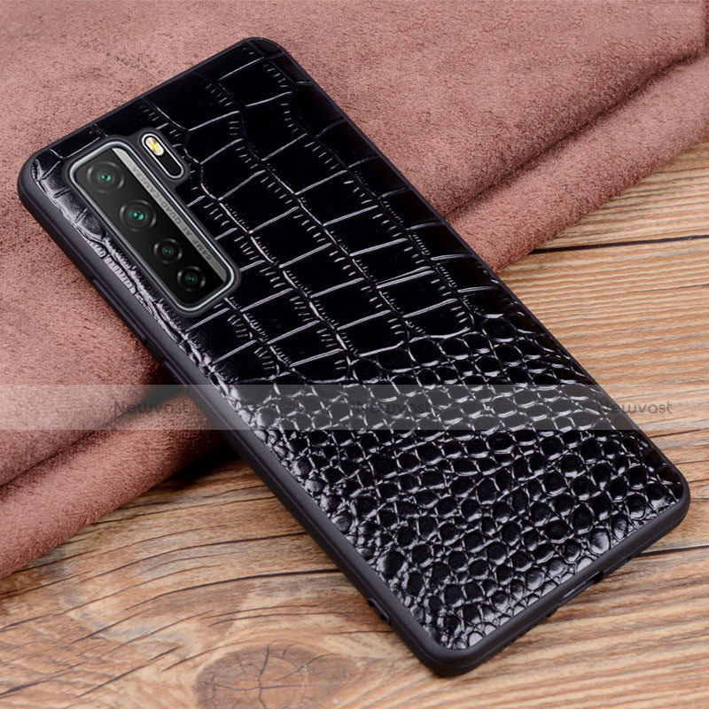 Soft Luxury Leather Snap On Case Cover R05 for Huawei Nova 7 SE 5G Black