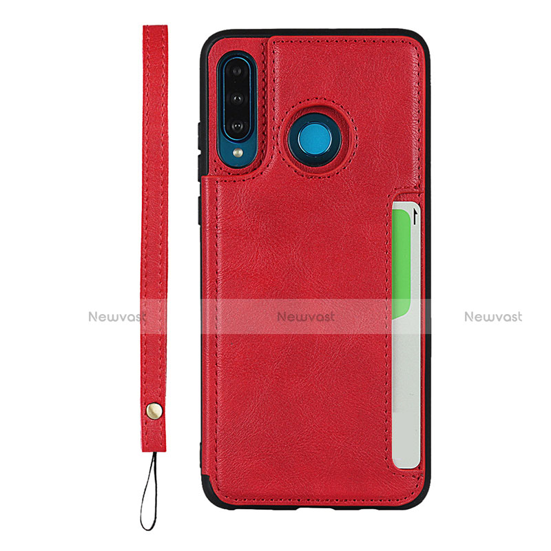 Soft Luxury Leather Snap On Case Cover R05 for Huawei P30 Lite
