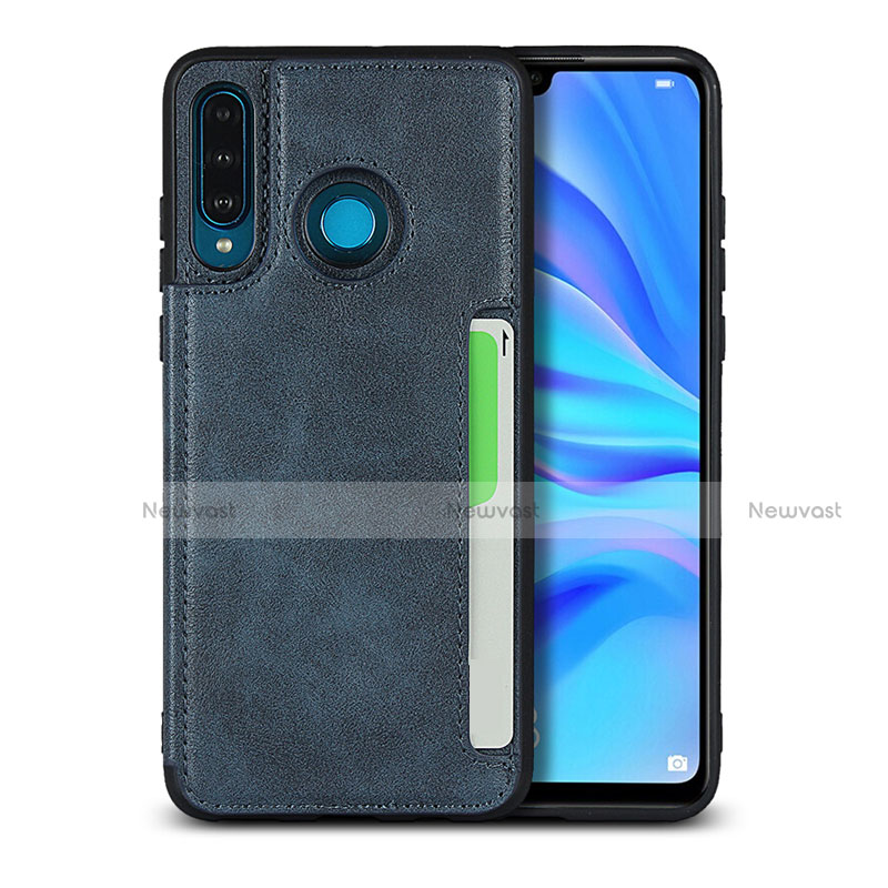Soft Luxury Leather Snap On Case Cover R05 for Huawei P30 Lite Blue