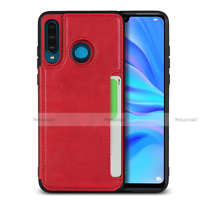 Soft Luxury Leather Snap On Case Cover R05 for Huawei P30 Lite Red