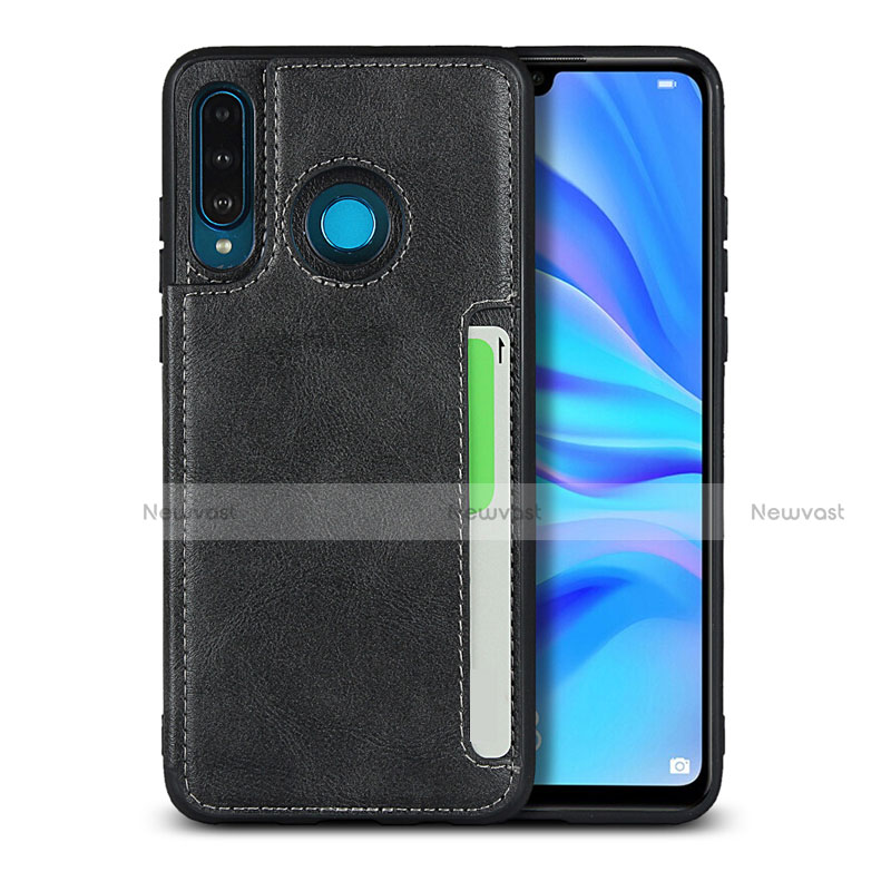 Soft Luxury Leather Snap On Case Cover R05 for Huawei P30 Lite XL Black