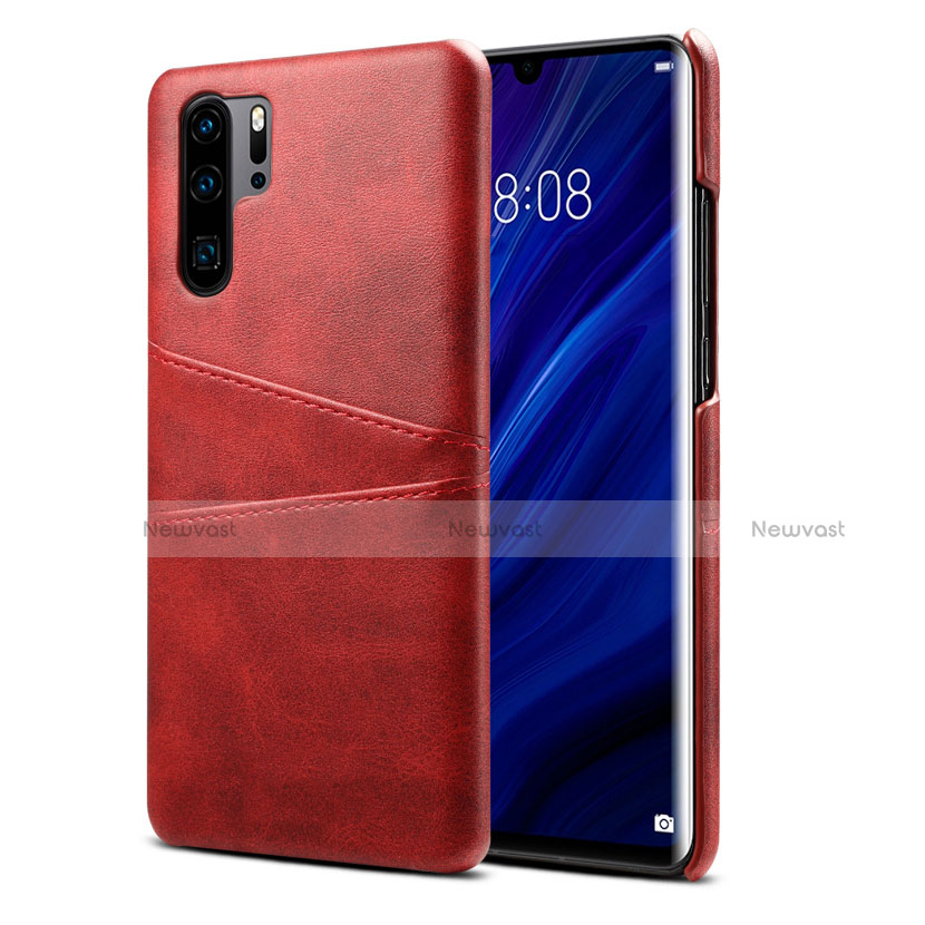 Soft Luxury Leather Snap On Case Cover R05 for Huawei P30 Pro New Edition Red