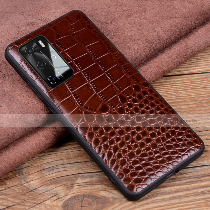 Soft Luxury Leather Snap On Case Cover R05 for Huawei P40 Pro Brown