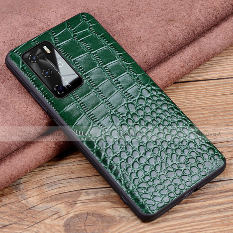 Soft Luxury Leather Snap On Case Cover R05 for Huawei P40 Pro Green