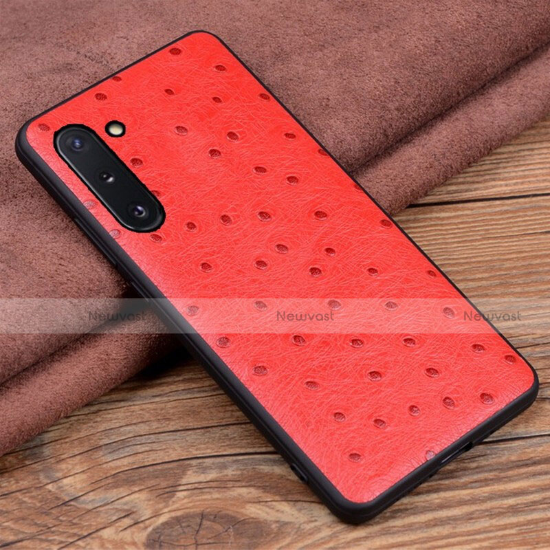 Soft Luxury Leather Snap On Case Cover R05 for Samsung Galaxy Note 10 5G Red